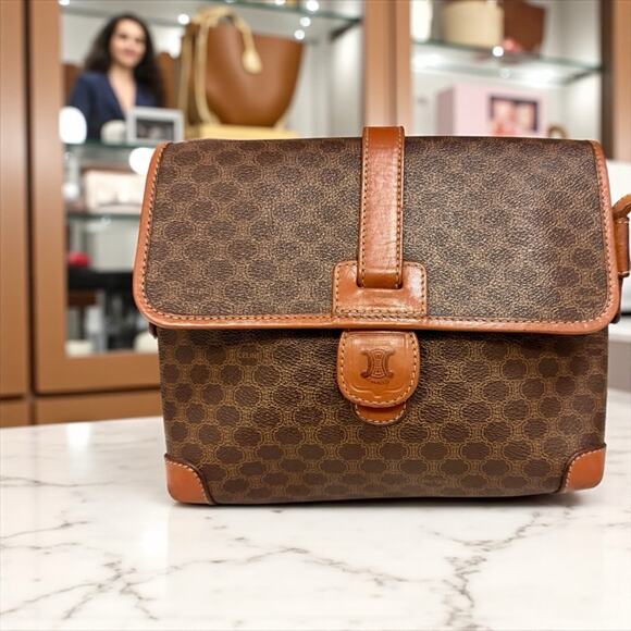 Celine Brown and Tan Leather Messenger Bag - Picture 1 of 12